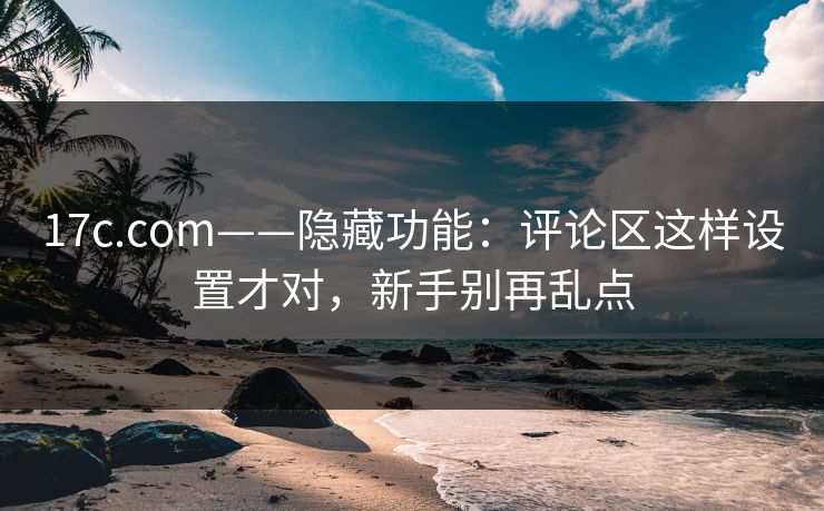 17c.com——隐藏功能：评论区这样设置才对，新手别再乱点